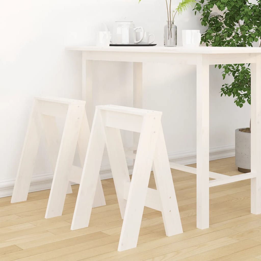 Krukken 2 St 40X40X60 Cm Massief Grenenhout Wit