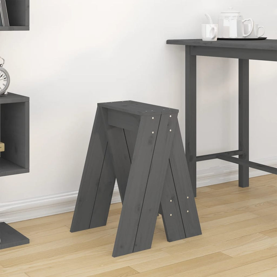 Krukken 2 St 40X40X60 Cm Massief Grenenhout Grijs