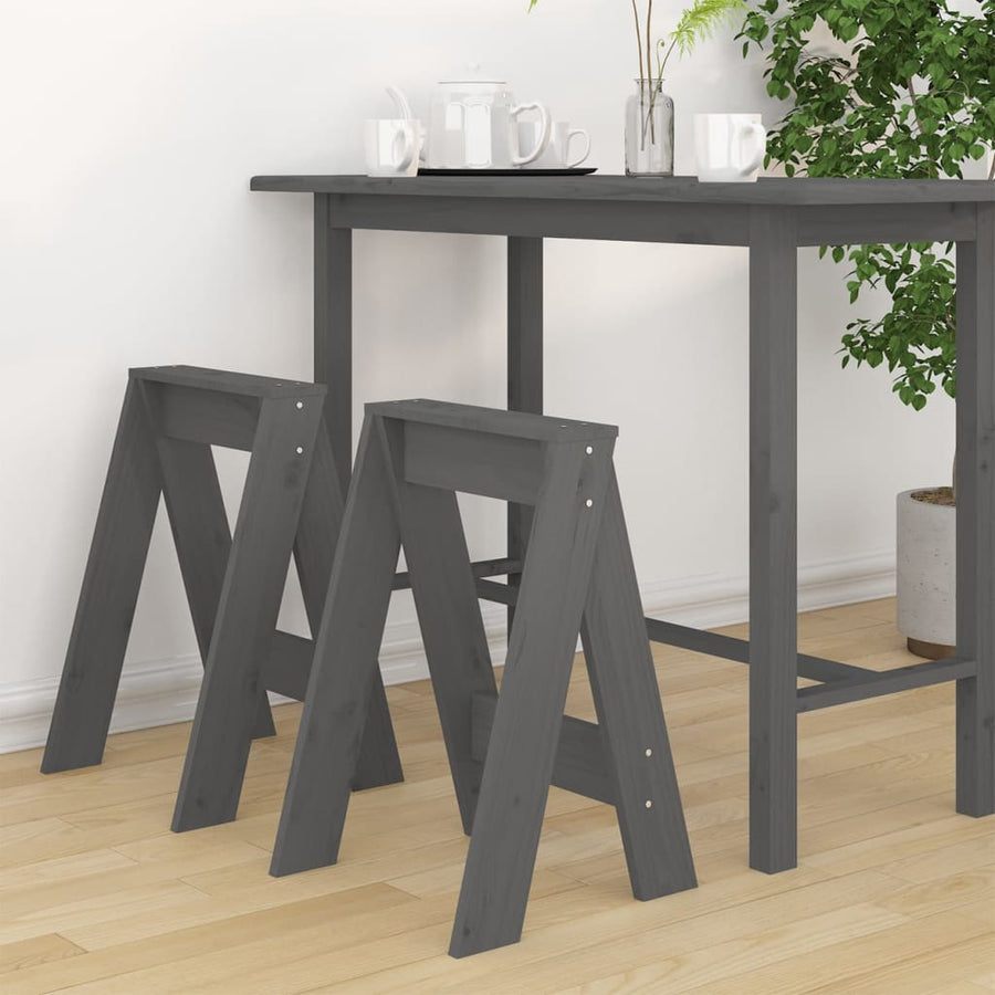 Krukken 2 St 40X40X60 Cm Massief Grenenhout Grijs
