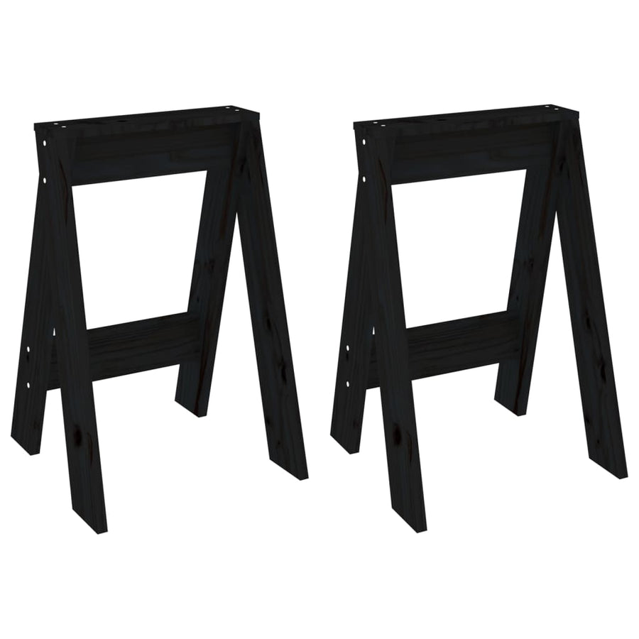 Krukken 2 St 40X40X60 Cm Massief Grenenhout Zwart