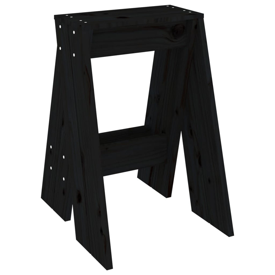 Krukken 2 St 40X40X60 Cm Massief Grenenhout Zwart