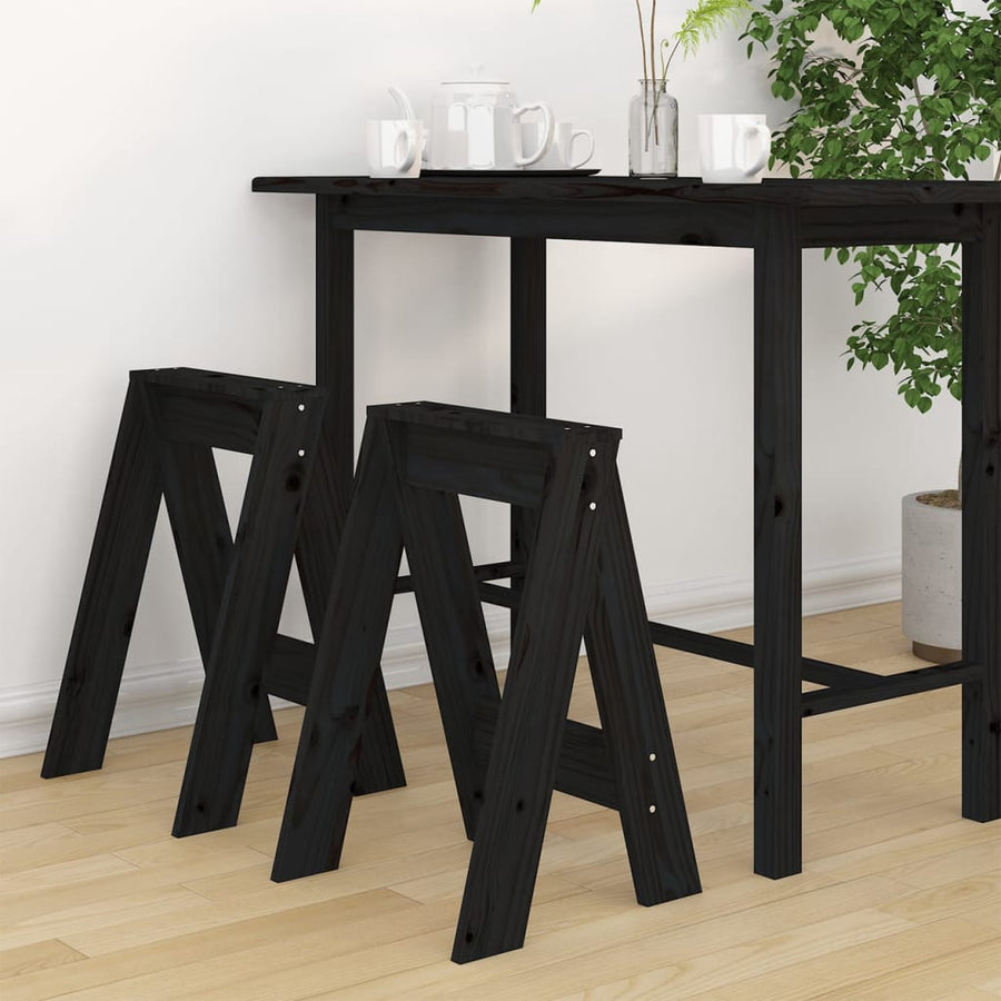 Krukken 2 St 40X40X60 Cm Massief Grenenhout Zwart