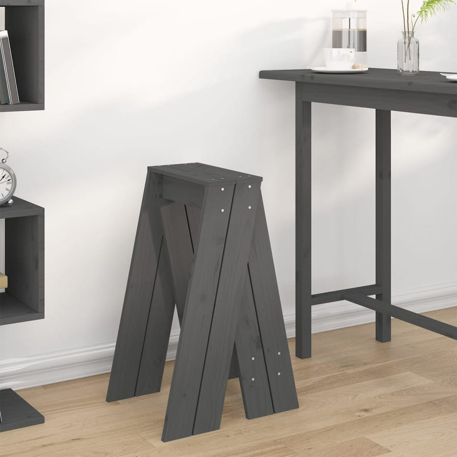 Krukken 2 St 40X40X75 Cm Massief Grenenhout Grijs