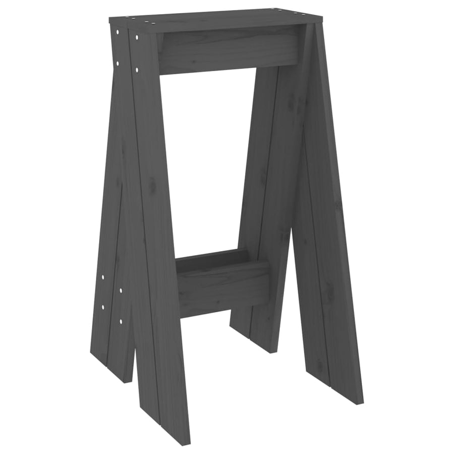 Krukken 2 St 40X40X75 Cm Massief Grenenhout Grijs