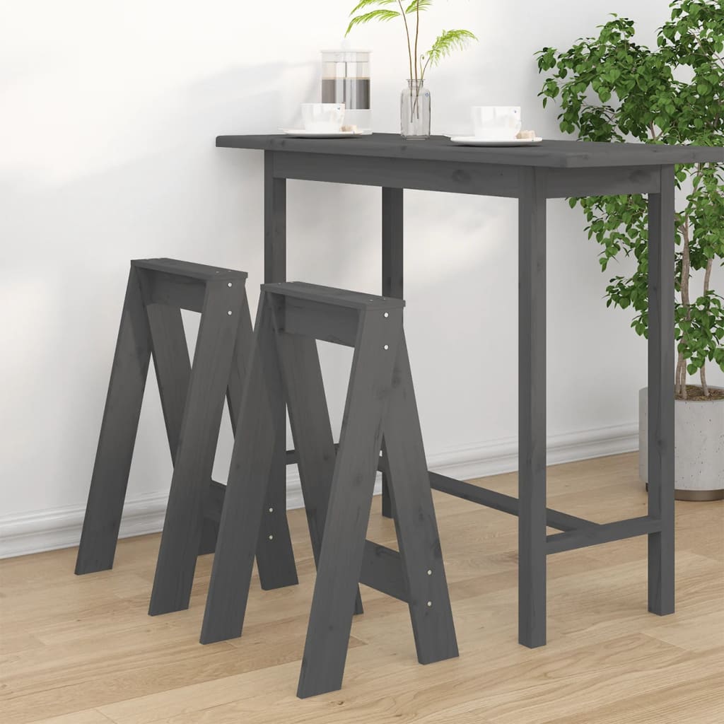 Krukken 2 St 40X40X75 Cm Massief Grenenhout Grijs