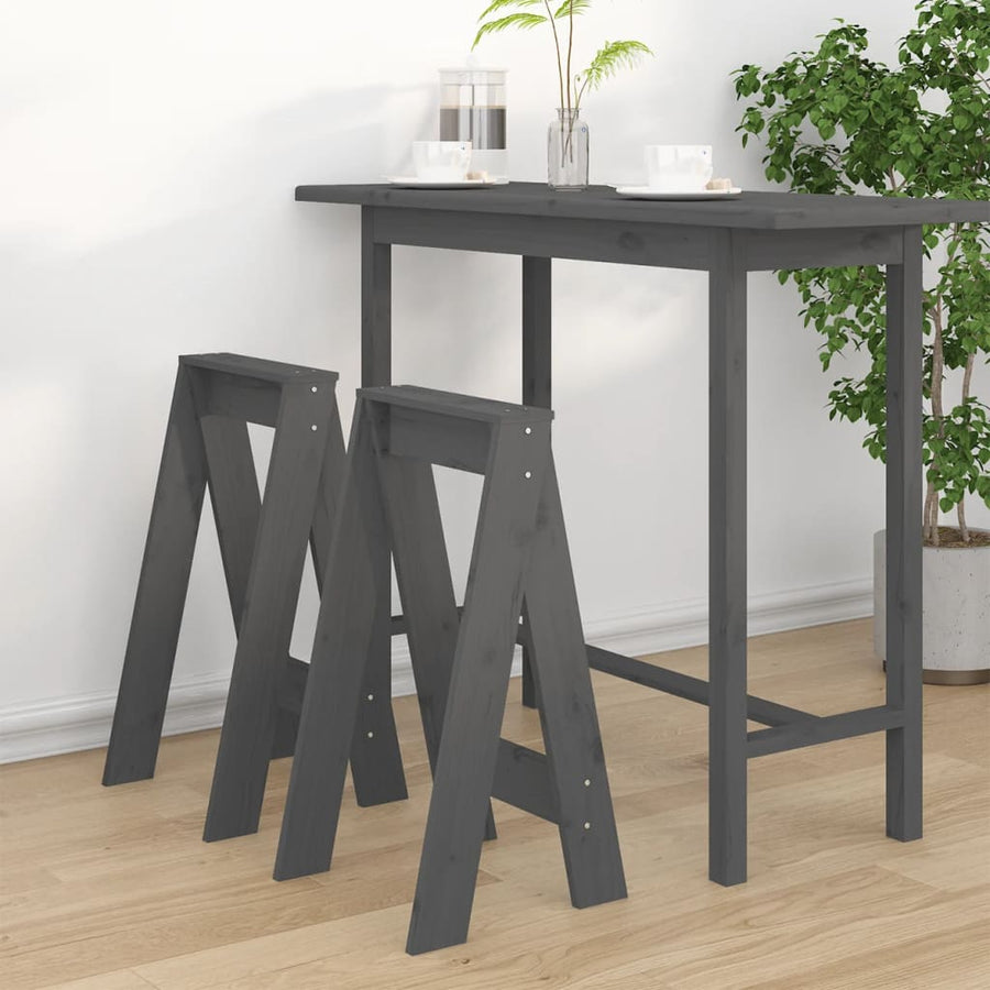 Krukken 2 St 40X40X75 Cm Massief Grenenhout Grijs