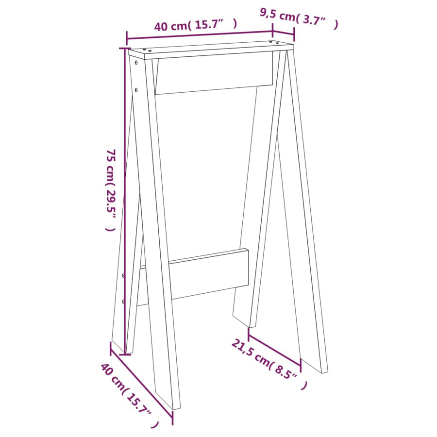 Krukken 2 St 40X40X75 Cm Massief Grenenhout Honingbruin