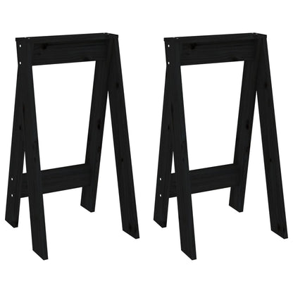 Krukken 2 St 40X40X75 Cm Massief Grenenhout Zwart