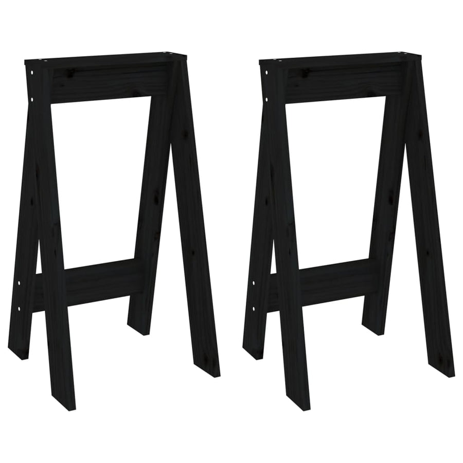 Krukken 2 St 40X40X75 Cm Massief Grenenhout Zwart
