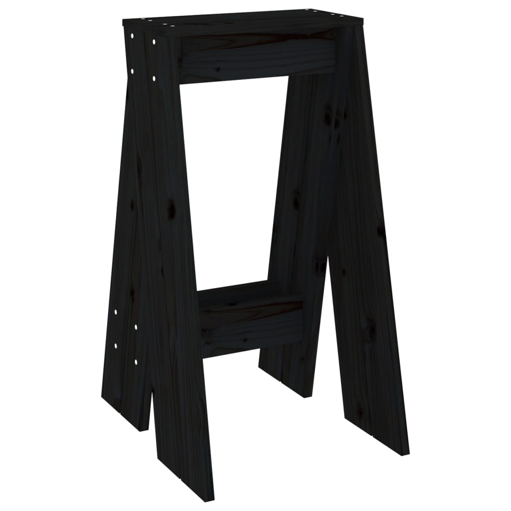 Krukken 2 St 40X40X75 Cm Massief Grenenhout Zwart