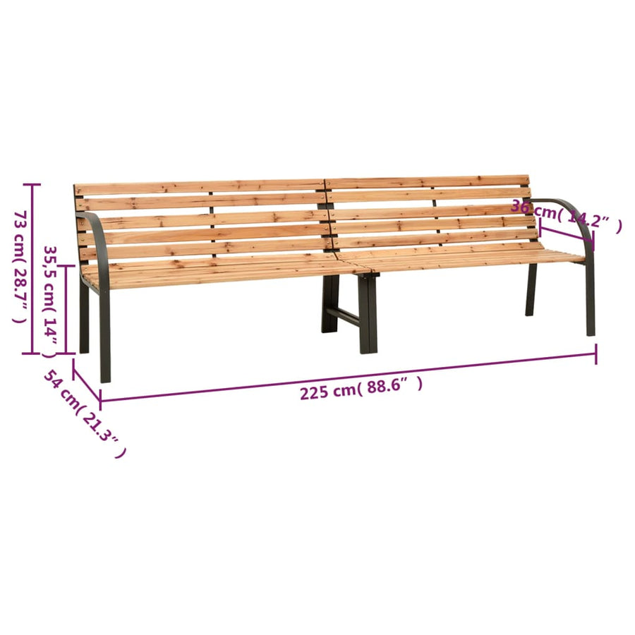 Tuinbank Dubbel Massief Vurenhout Bruin 225 cm