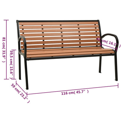Tuinbank 116 Cm Staal En Hkc Zwart En Bruin