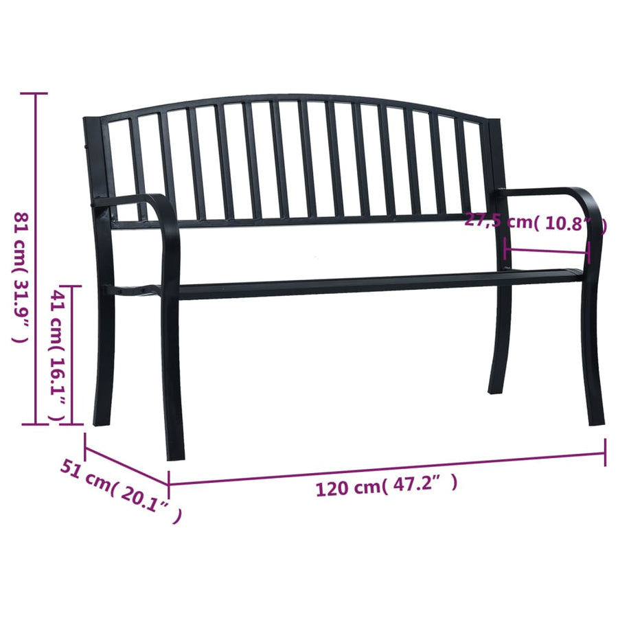 Tuinbank 120 Cm Staal Zwart