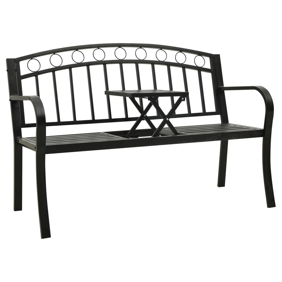 Tuinbank 120 Cm Staal Zwart Met tafel