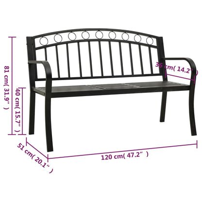 Tuinbank 120 Cm Staal Zwart Met tafel