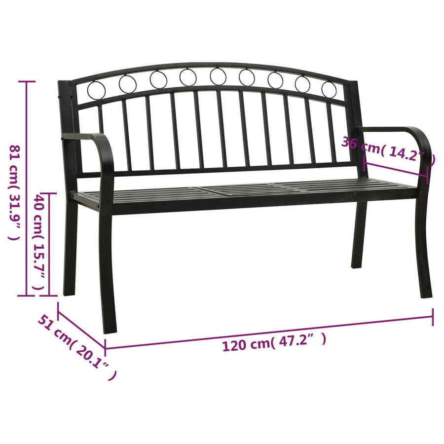 Tuinbank 120 Cm Staal Zwart Met tafel