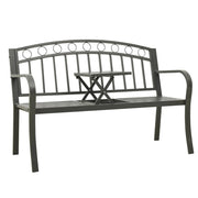 Tuinbank met tafel 120 cm staal grijs