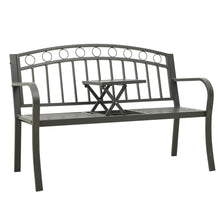 Tuinbank met tafel 120 cm staal grijs