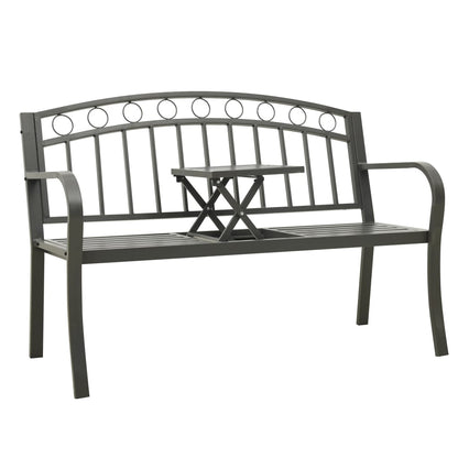 Tuinbank met tafel 120 cm staal grijs