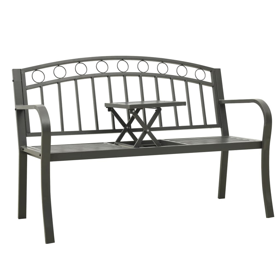 Tuinbank met tafel 120 cm staal grijs