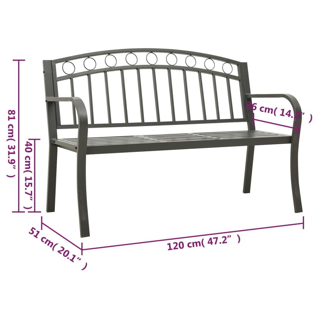 Tuinbank met tafel 120 cm staal grijs