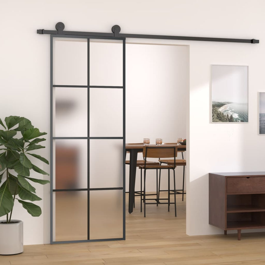 Schuifdeur Met Beslag Esg-Glas En Aluminium 76 x 205 cm 4x2 rooster