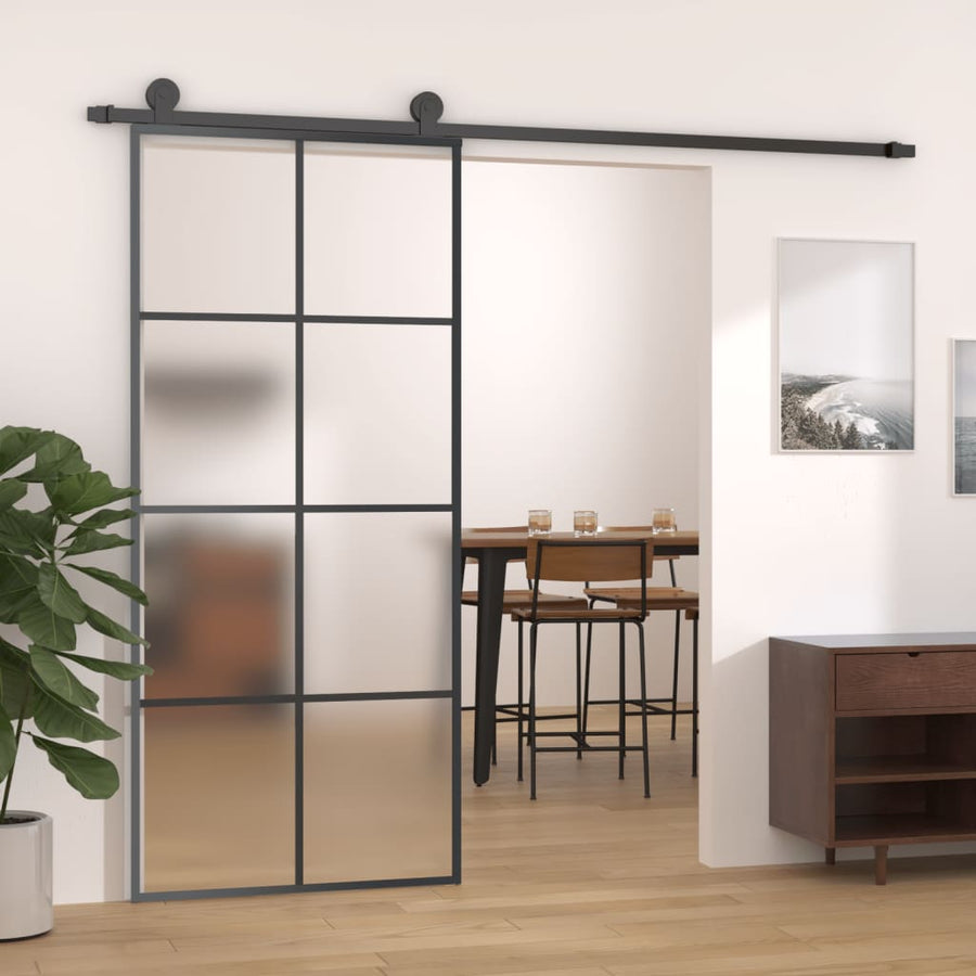 Schuifdeur Met Beslag Esg-Glas En Aluminium 90 x 205 cm 4x2 rooster
