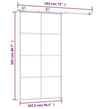 Schuifdeur Met Beslag 02,5X205 Cm Esg-Glas En Aluminium