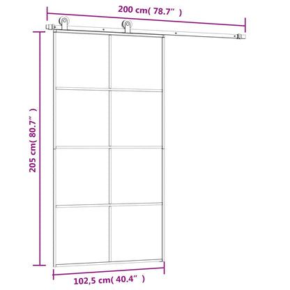 Schuifdeur Met Beslag 02,5X205 Cm Esg-Glas En Aluminium