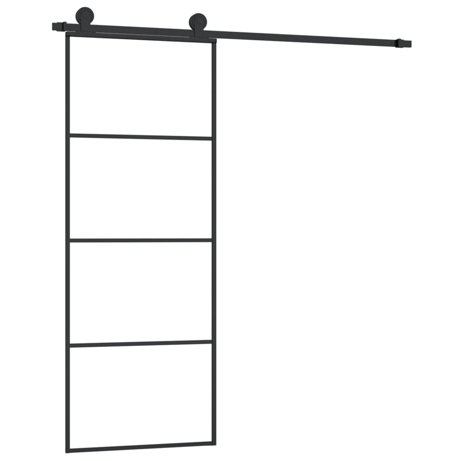 Schuifdeur Met Beslag Esg-Glas En Aluminium 76 x 205 cm 3 horizontale stangen
