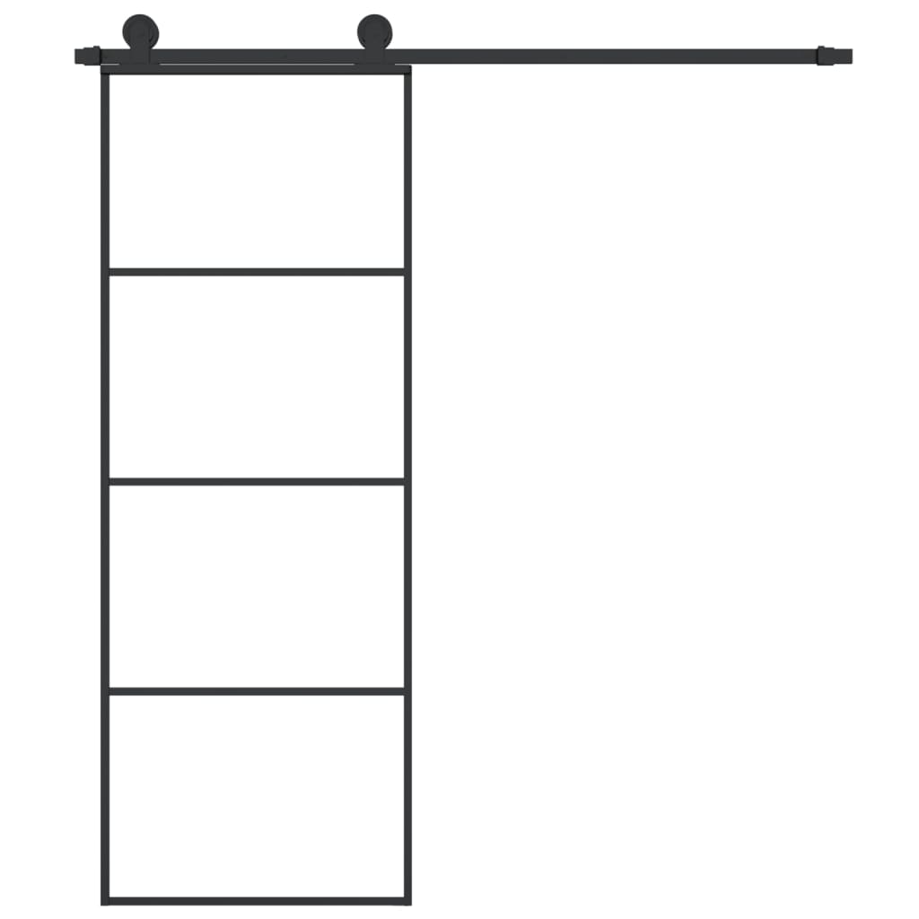 Schuifdeur Met Beslag Esg-Glas En Aluminium 76 x 205 cm 3 horizontale stangen