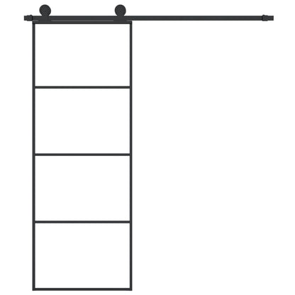 Schuifdeur Met Beslag Esg-Glas En Aluminium 76 x 205 cm 3 horizontale stangen