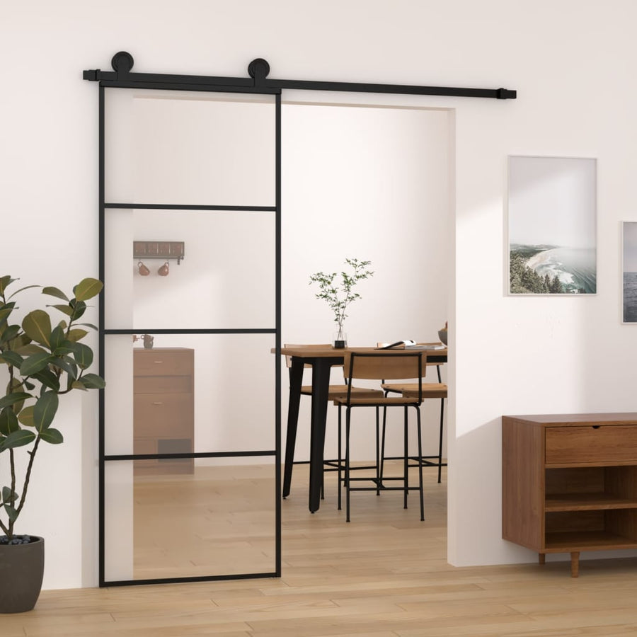 Schuifdeur Met Beslag Esg-Glas En Aluminium 76 x 205 cm 3 horizontale stangen