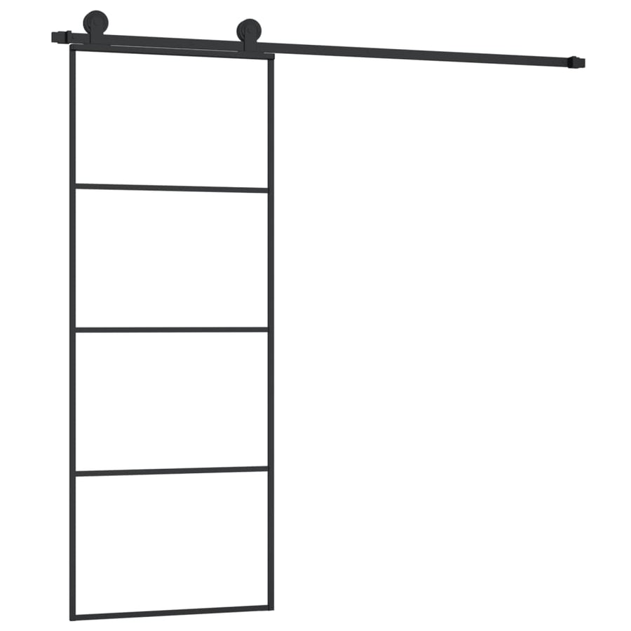 Schuifdeur Met Beslag Esg-Glas En Aluminium 76 x 205 cm 3 horizontale stangen