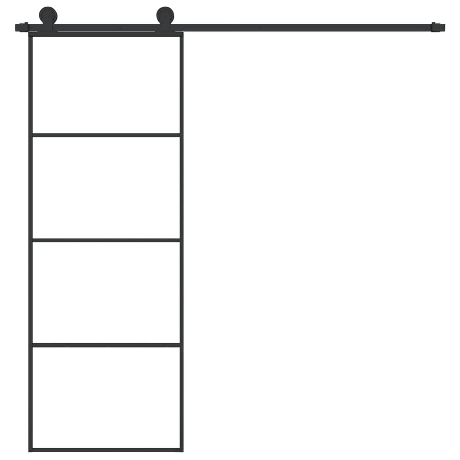 Schuifdeur Met Beslag Esg-Glas En Aluminium 76 x 205 cm 3 horizontale stangen
