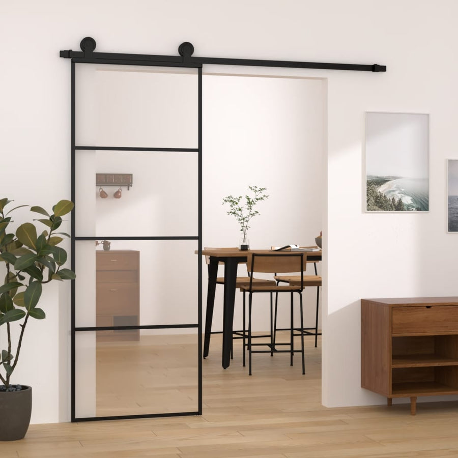 Schuifdeur Met Beslag Esg-Glas En Aluminium 76 x 205 cm 3 horizontale stangen