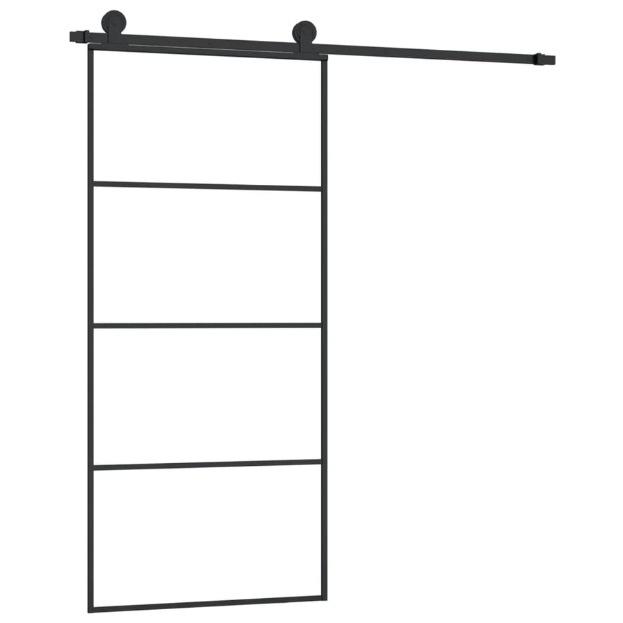 Schuifdeur Met Beslag Esg-Glas En Aluminium 90 x 205 cm 3 horizontale stangen