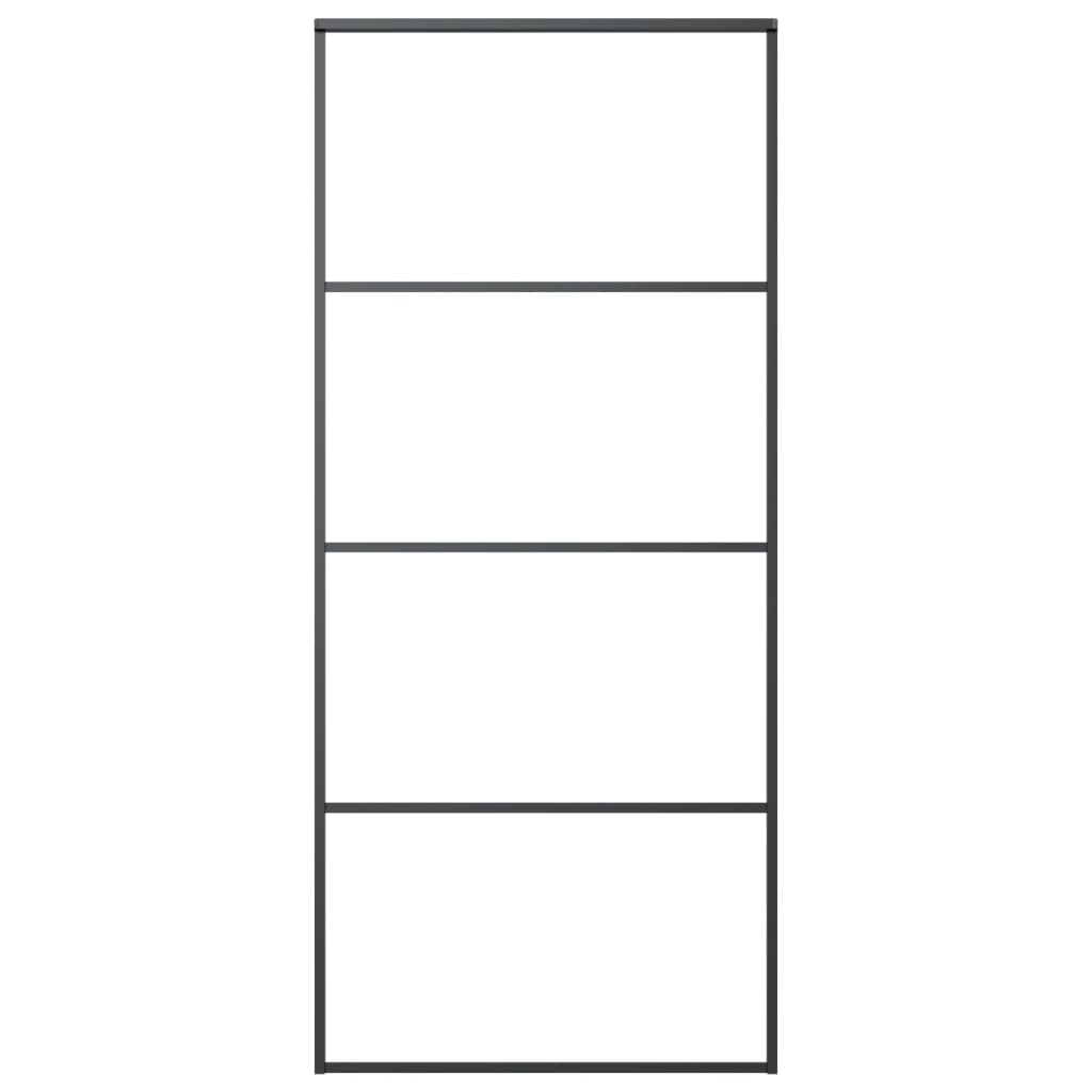 Schuifdeur Met Beslag Esg-Glas En Aluminium 90 x 205 cm 3 horizontale stangen