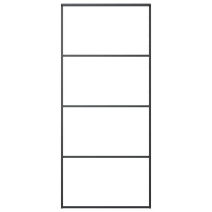 Schuifdeur Met Beslag Esg-Glas En Aluminium 90 x 205 cm 3 horizontale stangen