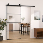 Schuifdeur 90x205 cm ESG-glas aluminium zwart