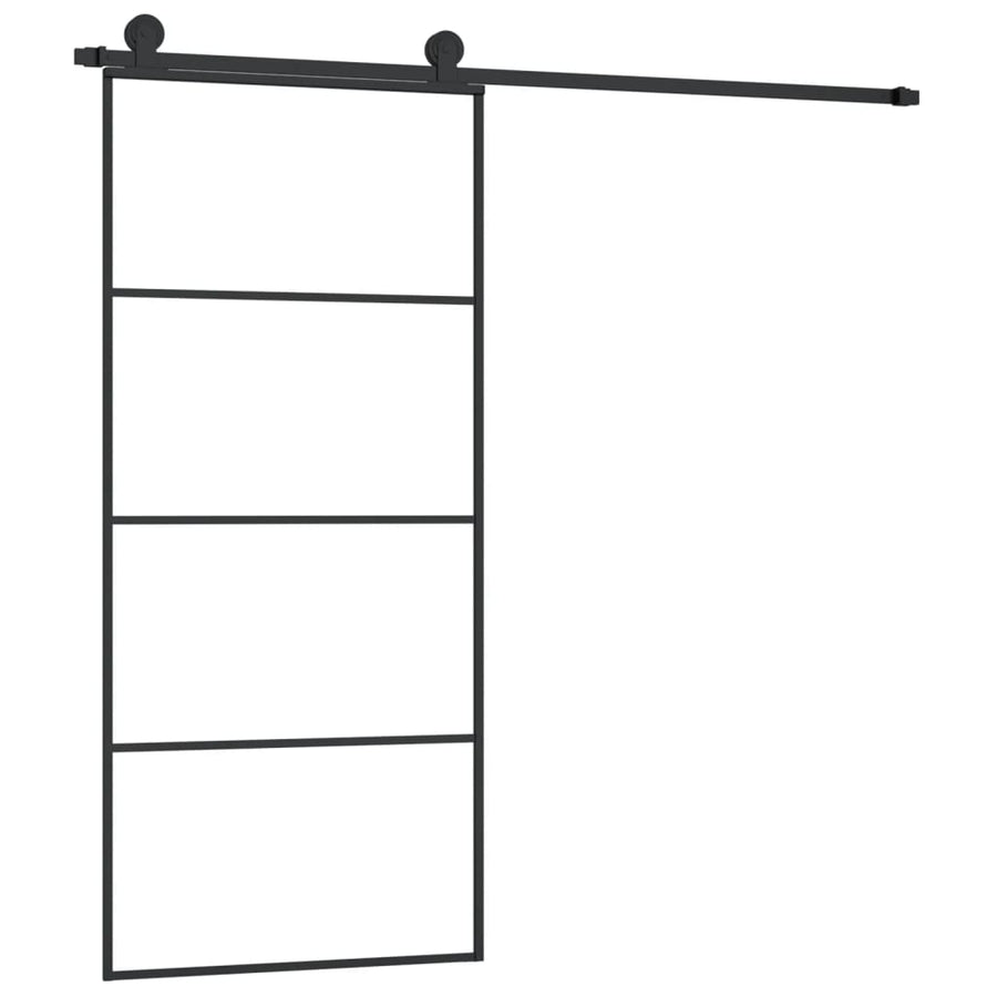 Schuifdeur Met Beslag Esg-Glas En Aluminium 90 x 205 cm 3 horizontale stangen