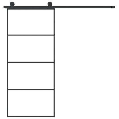 Schuifdeur Met Beslag Esg-Glas En Aluminium 90 x 205 cm 3 horizontale stangen