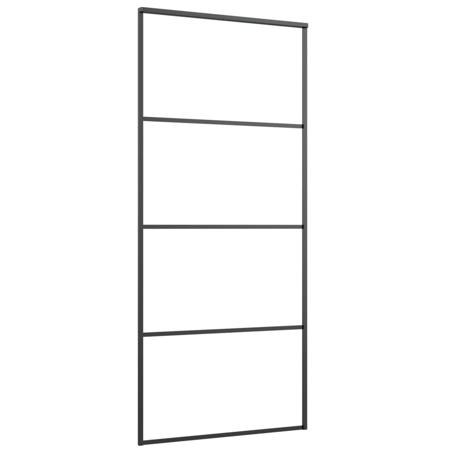 Schuifdeur Met Beslag Esg-Glas En Aluminium 90 x 205 cm 3 horizontale stangen