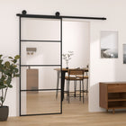 Schuifdeur 90x205 cm ESG-glas aluminium zwart