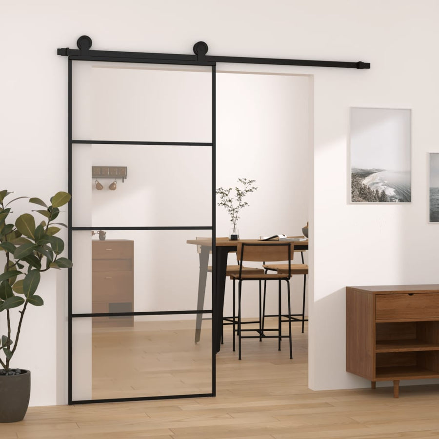 Schuifdeur Met Beslag Esg-Glas En Aluminium 90 x 205 cm 3 horizontale stangen