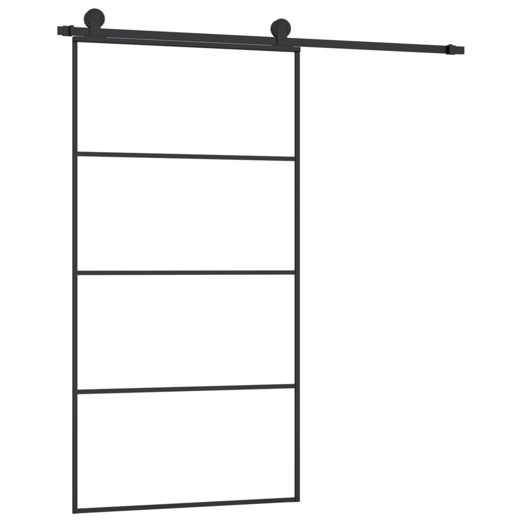 Schuifdeur Met Beslag 02,5X205 Cm Esg-Glas En Aluminium 102.5 x 205 cm 3 horizontale stangen