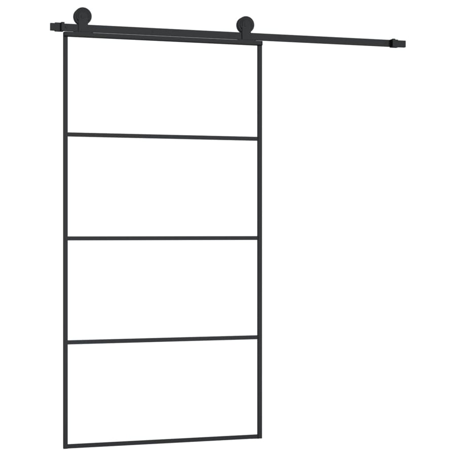 Schuifdeur Met Beslag 02,5X205 Cm Esg-Glas En Aluminium 102.5 x 205 cm 3 horizontale stangen