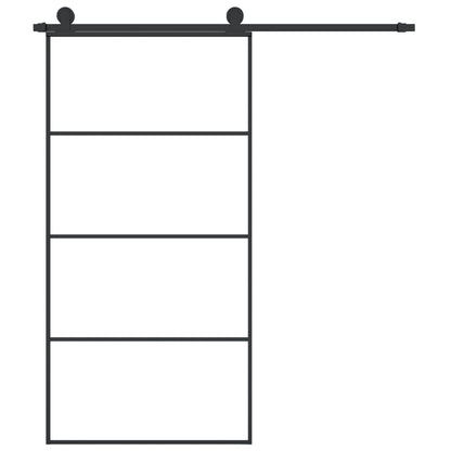 Schuifdeur Met Beslag 02,5X205 Cm Esg-Glas En Aluminium 102.5 x 205 cm 3 horizontale stangen