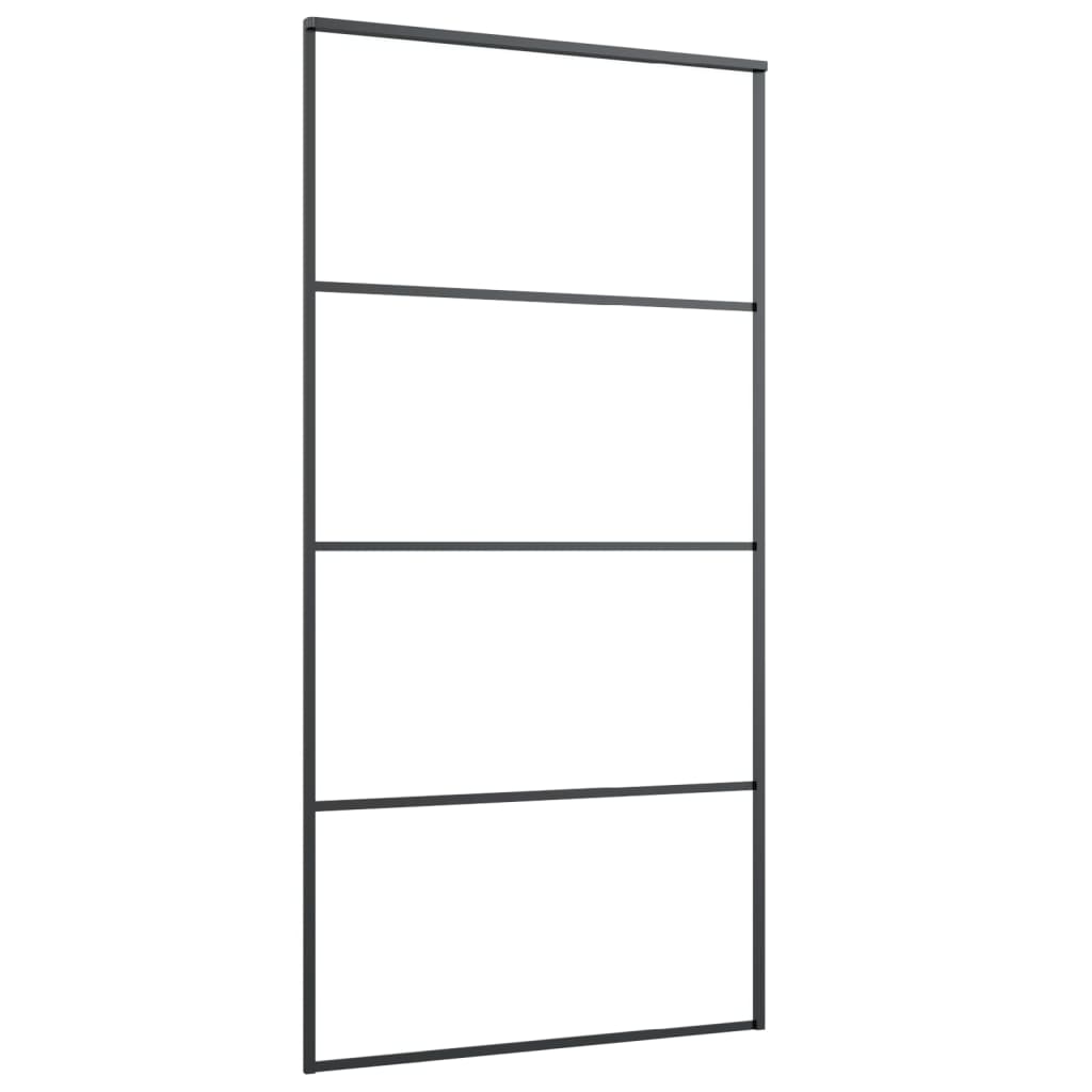 Schuifdeur Met Beslag 02,5X205 Cm Esg-Glas En Aluminium 102.5 x 205 cm 3 horizontale stangen