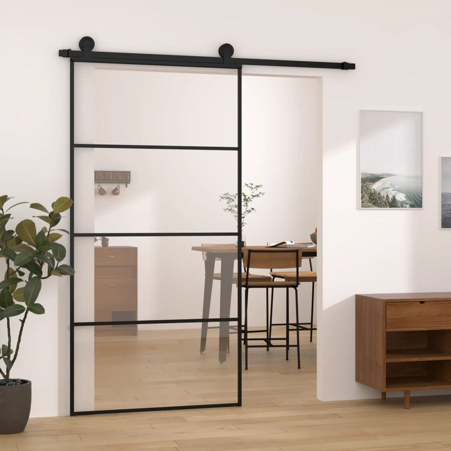 Schuifdeur Met Beslag 02,5X205 Cm Esg-Glas En Aluminium 102.5 x 205 cm 3 horizontale stangen